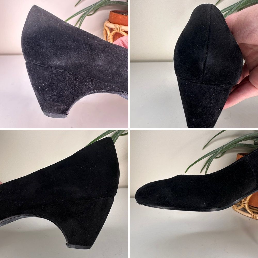 Eileen Fisher Black Suede Wedge Heels Vero Cuoio Made in Italy NWT Size 9.5 - Picture 7 of 13
